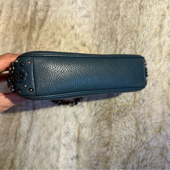 Coach Nolita with tea rose flowers and studs. Gunmetal hardware. - Picture 7 of 10